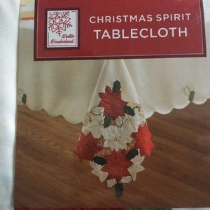 Winter Wonderland Christmas Spirit 70" round tablecloth UNOPENED